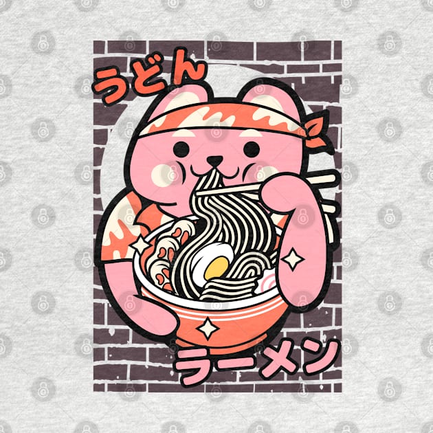 Lucky cat eating noodles by ArtsyStone